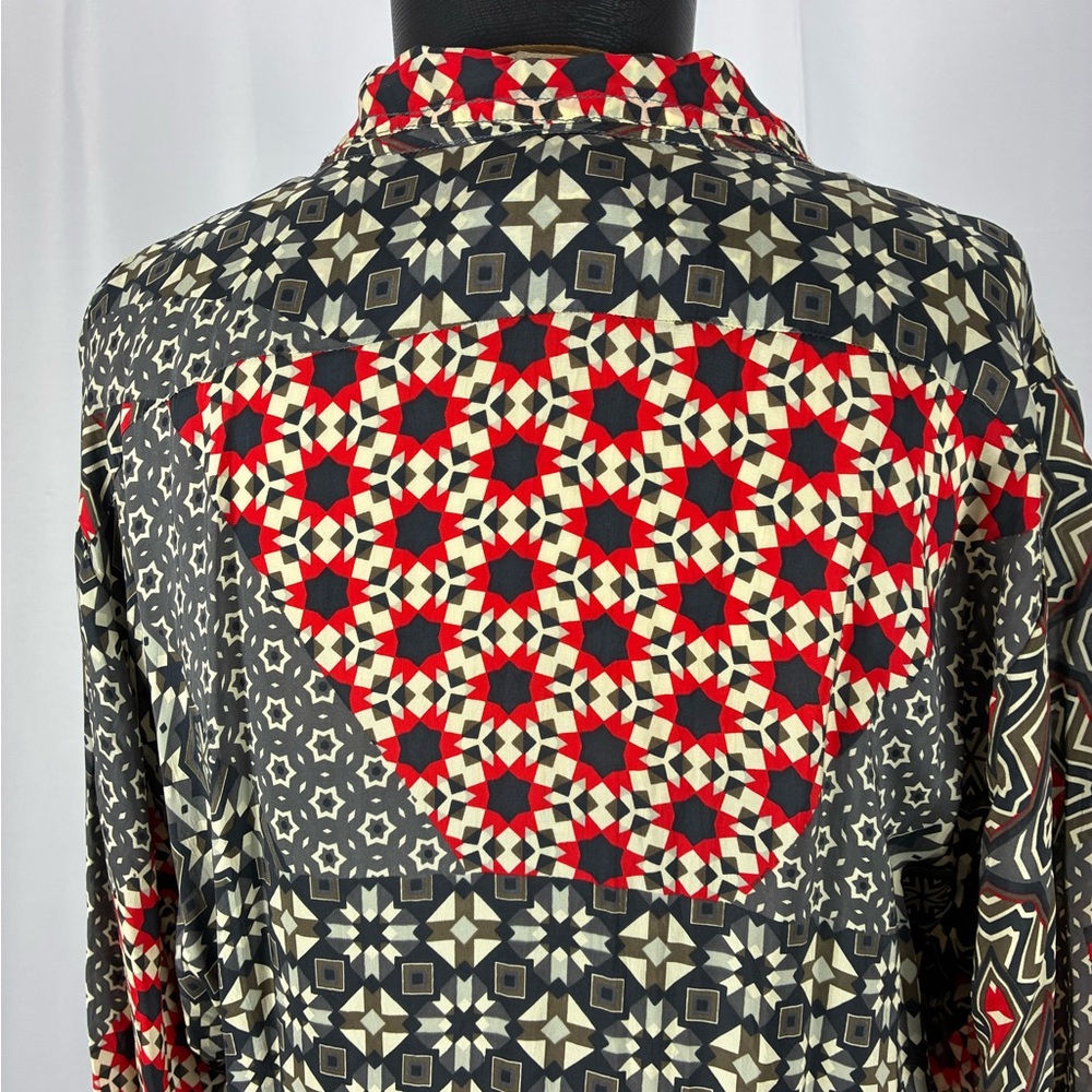 Johnny Was Size Large Black BOHO. Maxi Dress with Red Accents - Picture 4 of 5